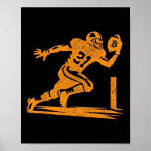 Bitcoin Football Player Distress Design. Pump it Poster