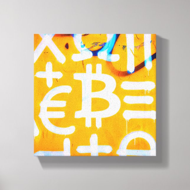Bitcoin Gatukonst (Orange Målning Nr. 1) Canvastryck (Framsida)