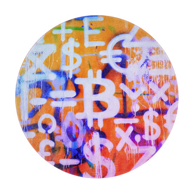 Bitcoin Gatukonst (Orange målning nr 2) (Framsidan)