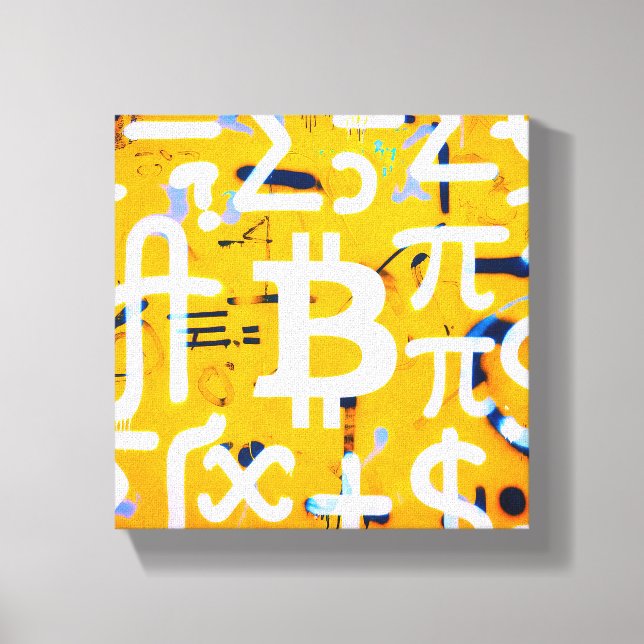 Bitcoin Gatukonst (Orange Painting No. 4) Canvastryck (Framsida)