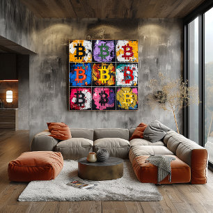 Bitcoin Graffiti Art Collection med Bold Färg Poster