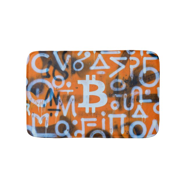 "Bitcoin Graffiti" (stil #1) Gatukonst Badrumsmatta (Framsidan)