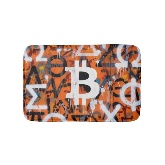 "Bitcoin Graffiti" (stil #2) Gatukonst Badrumsmatta (Framsidan)