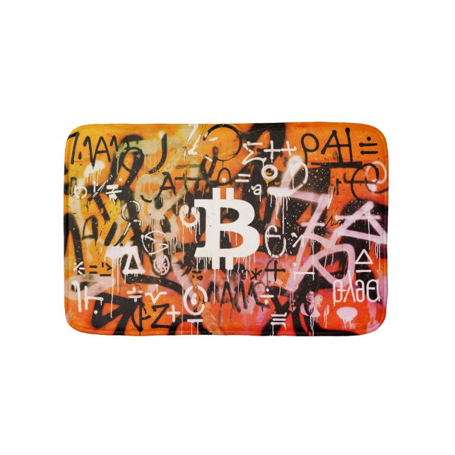 "Bitcoin Graffiti" (stil #3) Gatukonst Badrumsmatta (Framsidan)