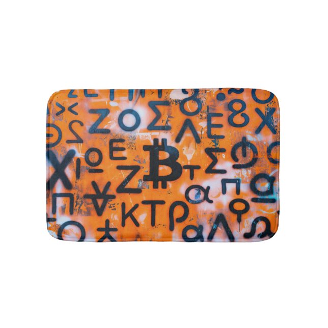 "Bitcoin Graffiti" (stil #5) Gatukonst Badrumsmatta (Framsidan)
