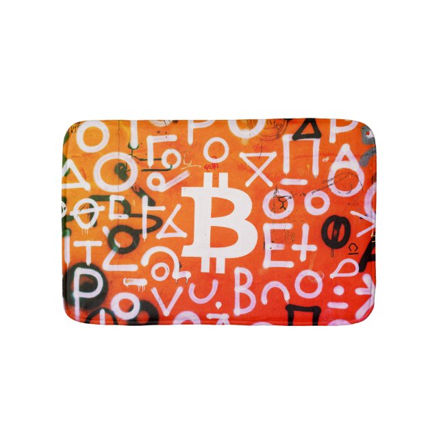 "Bitcoin Graffiti" (stil #7) Gatukonst Badrumsmatta (Framsidan)