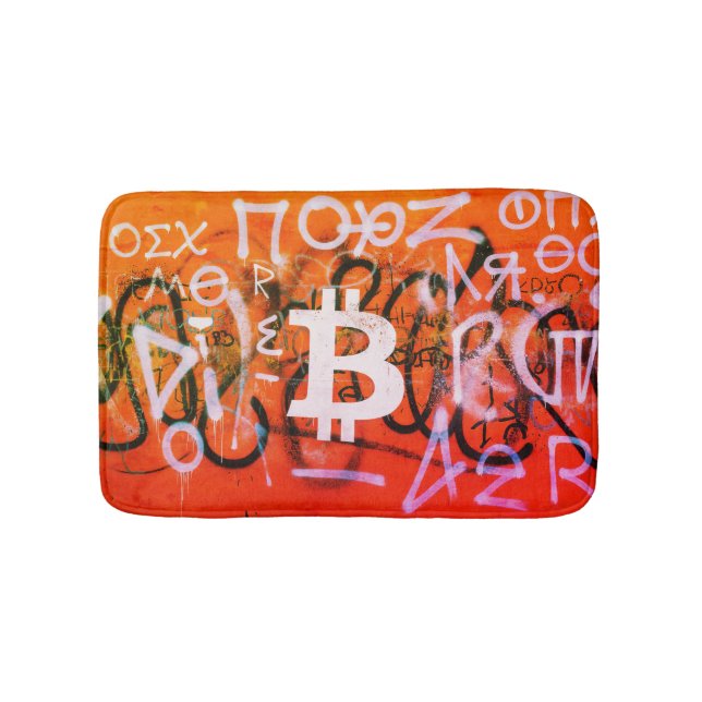 "Bitcoin Graffiti" (stil #9) Gatukonst Badrumsmatta (Framsidan)