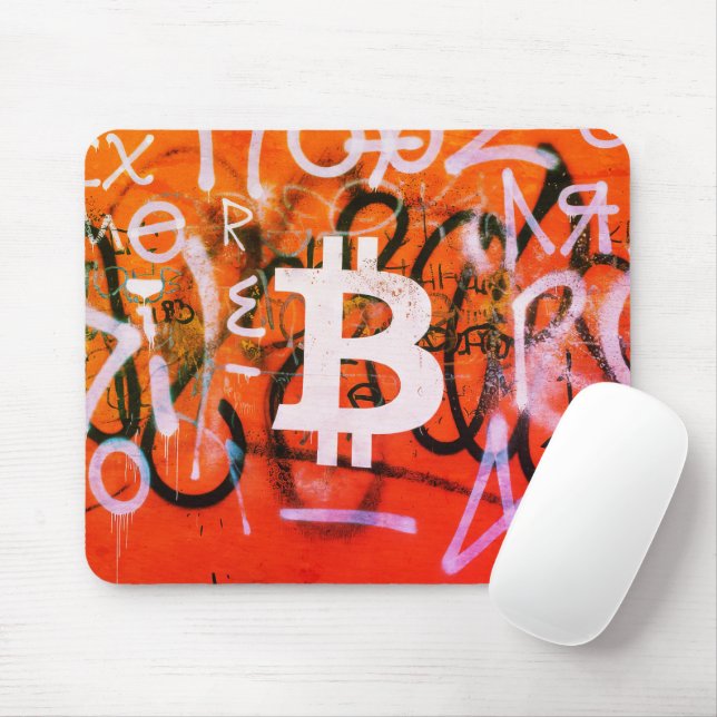 "Bitcoin Graffiti" (stil #9) Gatukonst Musmatta (Med mus)