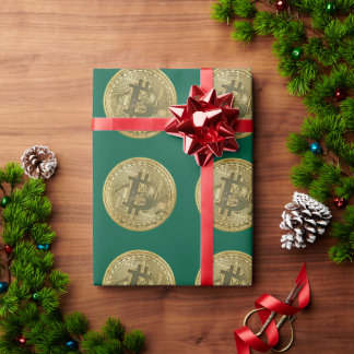 Bitcoin Green Wrapping Paper Presentpapper