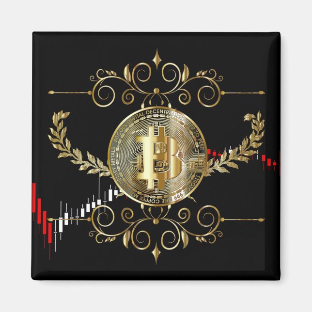 Bitcoin Guld Coin Money Design Magnet (Framsidan)