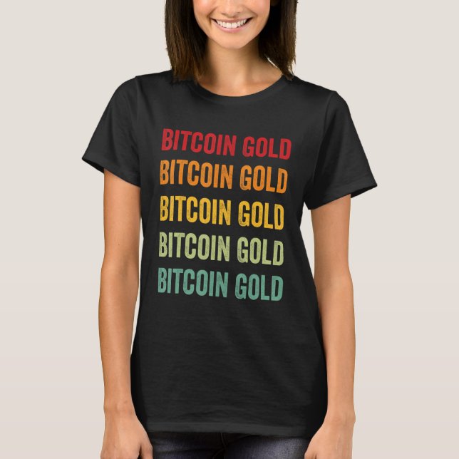 Bitcoin Guld Crypto Rainbow Text Design T Shirt (Framsida)