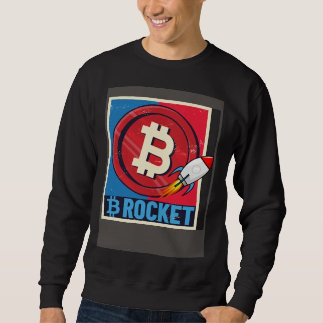 Bitcoin Hållare Bitcoin Raket Kurs Explosion Lång Ärmad Tröja (Framsida)
