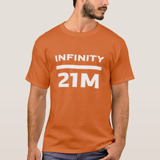 Bitcoin Infinity dividerad med 21 miljoner T Shirt (Framsida)