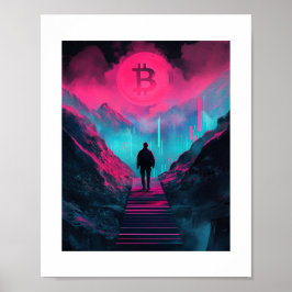 Bitcoin Journey Neon Wall Art Skriv ut Poster