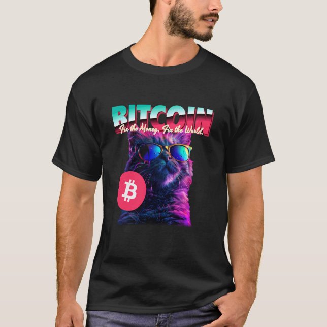 Bitcoin Katt (Rolig BTC-deklaration & Cool Cat-gra T Shirt (Framsida)