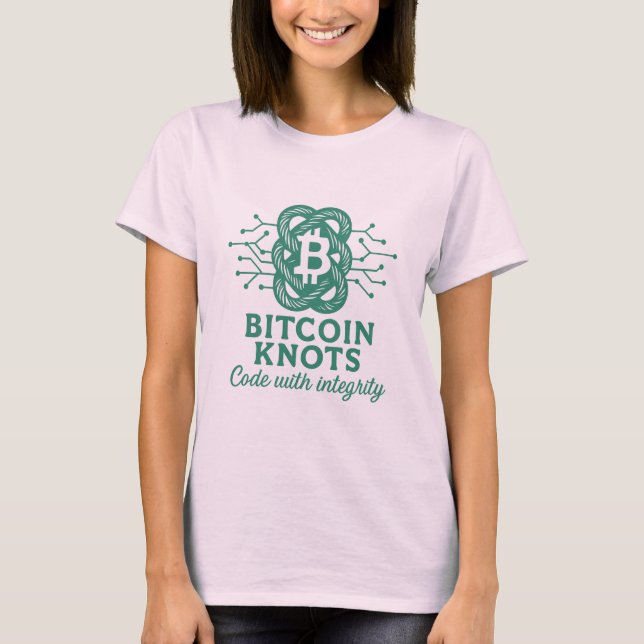 Bitcoin Knots T-Shirt - "Code with Integrity" Knot (Framsida)