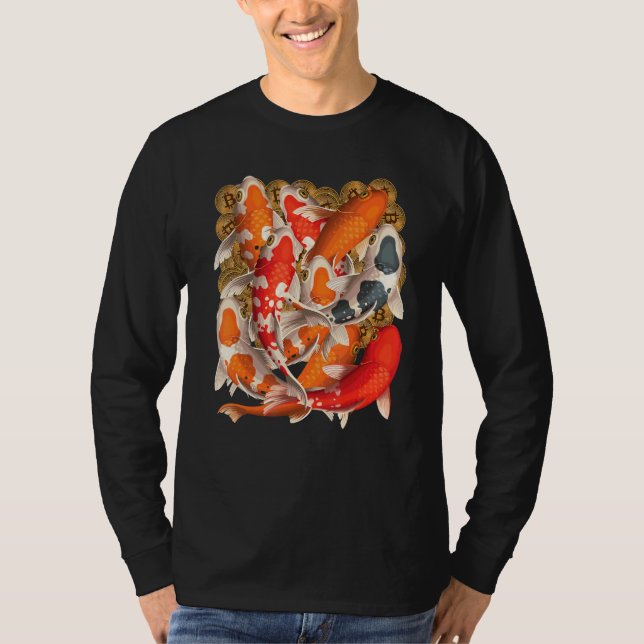 Bitcoin Koi Fish Pond T Shirt (Framsida)