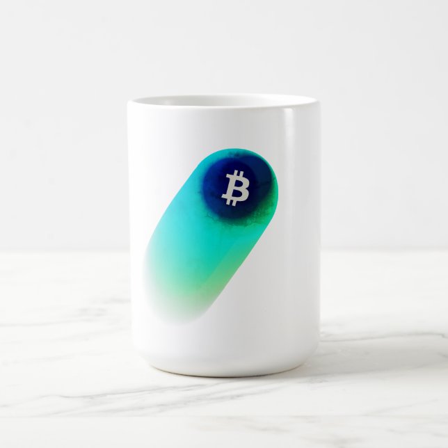 Bitcoin-konst (Komet - Stil 2, Vit) Kaffemugg (Center)