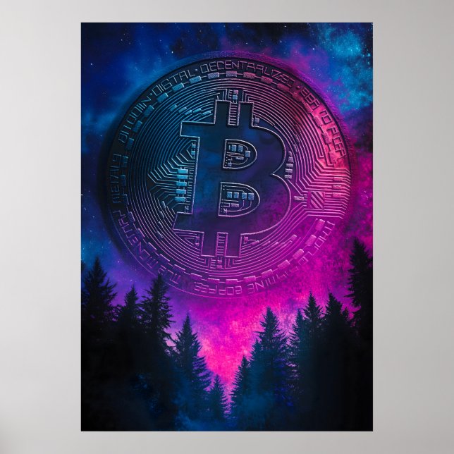 Bitcoin Lila Crypto Galaxy Space Poster (Framsidan)