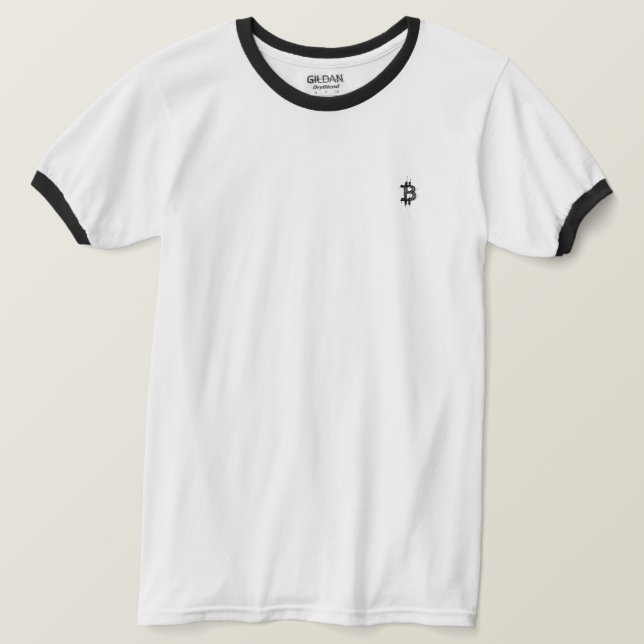 Bitcoin Line Art-logotyp (Svart ₿) T Shirt (Design framsida)
