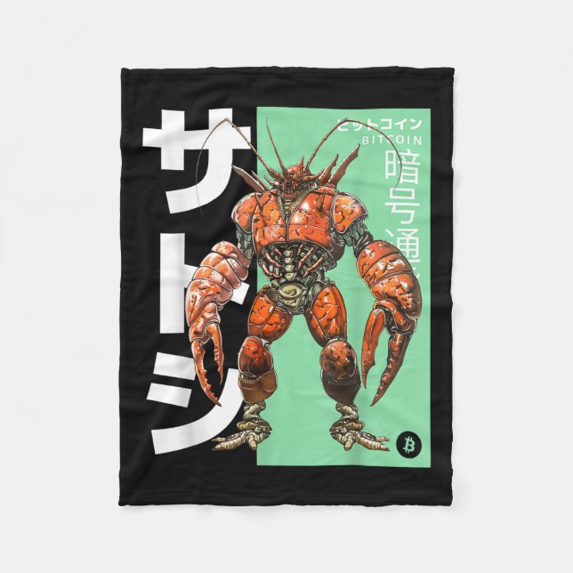 Bitcoin Lobster (btc Crypto Påstående&amp; Anime Fleecefilt (Framsidan)