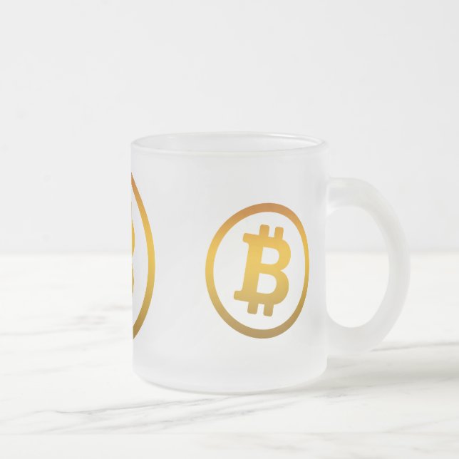 Bitcoin logotyp frostad glasmugg (Höger)