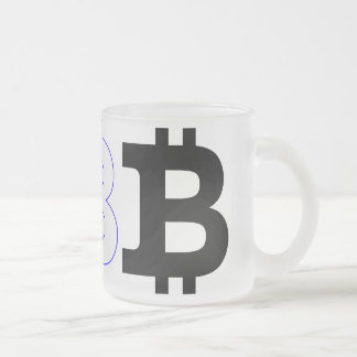 Bitcoin logotyp frostad glasmugg