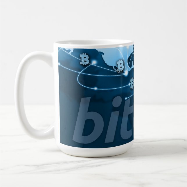 Bitcoin logotyp kaffemugg (Vänster)