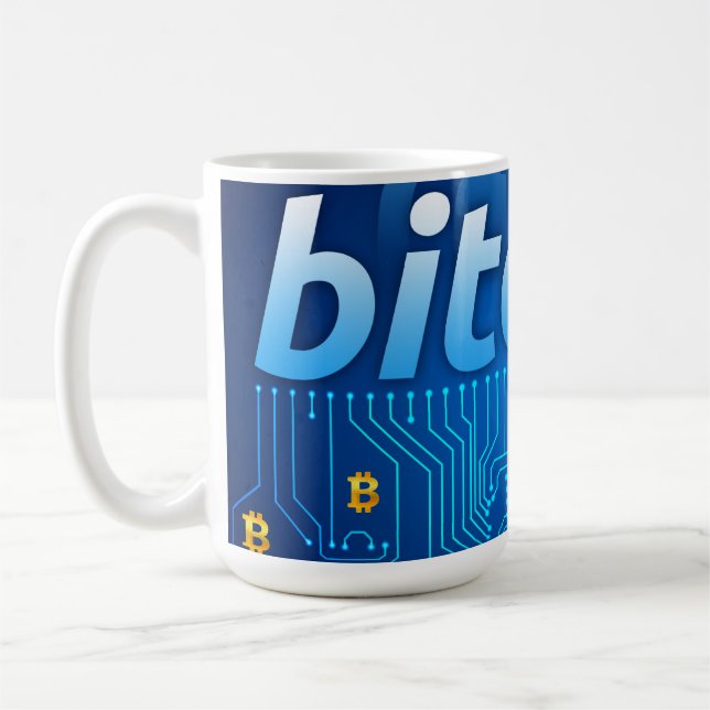 Bitcoin logotyp kaffemugg (Vänster)