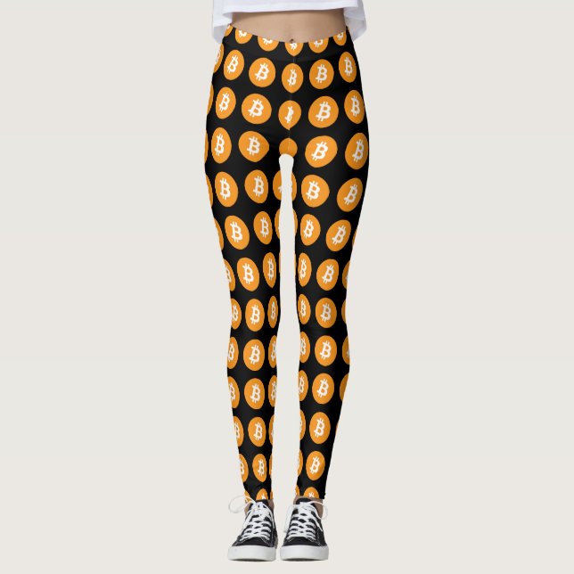 Bitcoin Logotyp Leggings (Framsida)