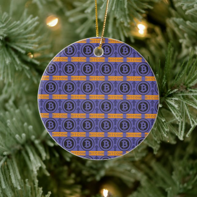 Bitcoin Logotyp Mönster Julgransprydnad Keramik (Träd)