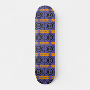 Bitcoin Logotyp Mönster Mini Skateboard Bräda 18,5 Cm