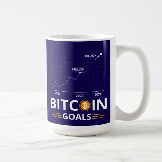 Bitcoin Mål Diagram Kryptovaluta Tillväxt Kaffemugg (Höger)