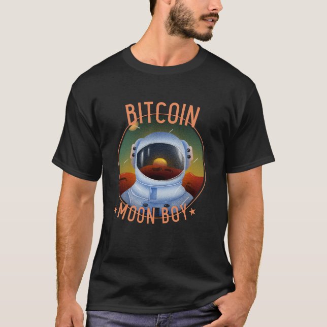 Bitcoin Måne Boy T Shirt (Framsida)