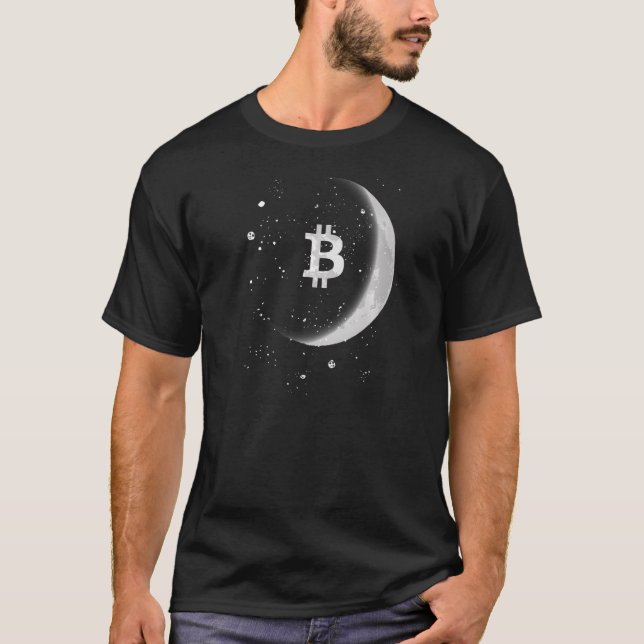 Bitcoin Måne ökar Måne BTC-stackningsbitar för T Shirt (Framsida)