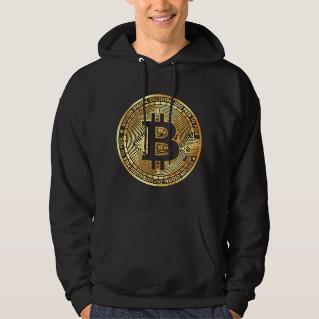 Bitcoin - Metallmynt Design - BTC Hoodie (Framsida)