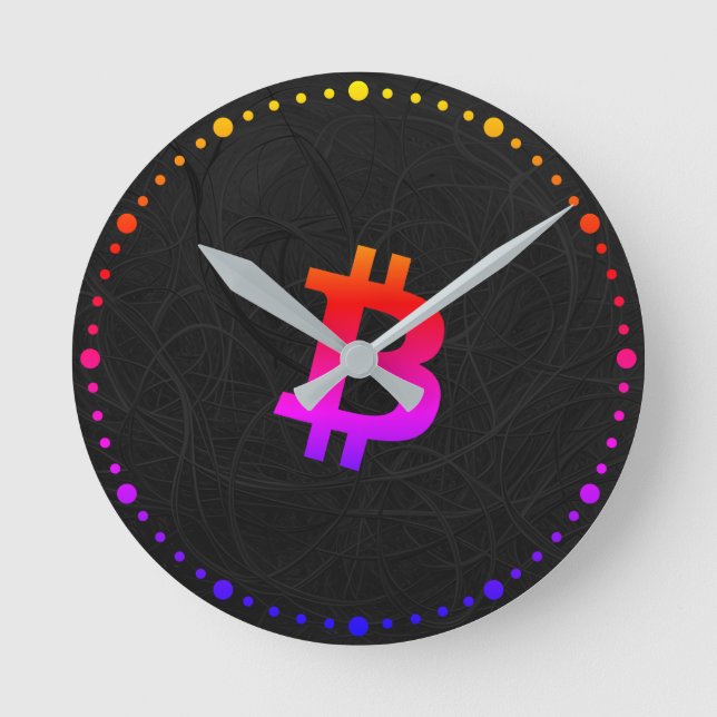 Bitcoin Miami Neuron Svart Rund Klocka (Framsida)