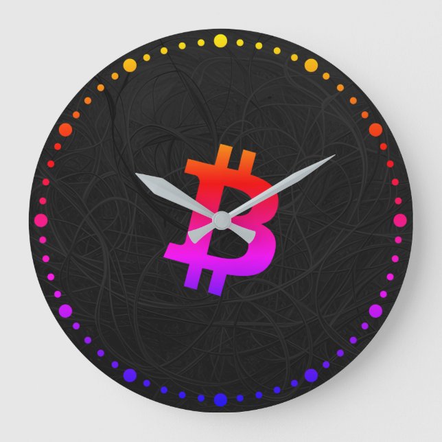 Bitcoin Miami Neuron Svart Stor Klocka (Framsida)