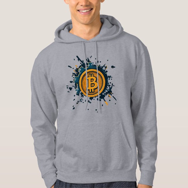 Bitcoin Miner in Space - Glowing Astronaut Design Hoodie (Framsida)