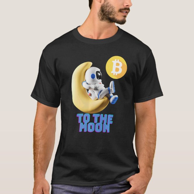 Bitcoin Miner to Måne Blockchain Cryptocurrenc T Shirt (Framsida)