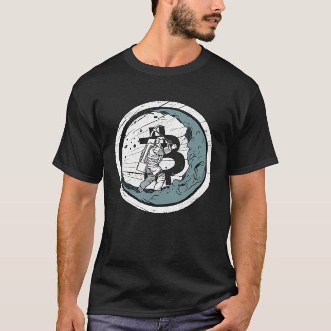 Bitcoin Moon Mining Cryptocurrency BTC Crypto Mine T Shirt (Framsida)