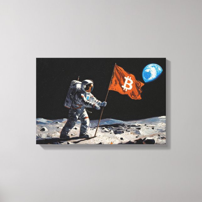 "Bitcoin Moon" Oljemålning #1 Canvastryck (Framsida)