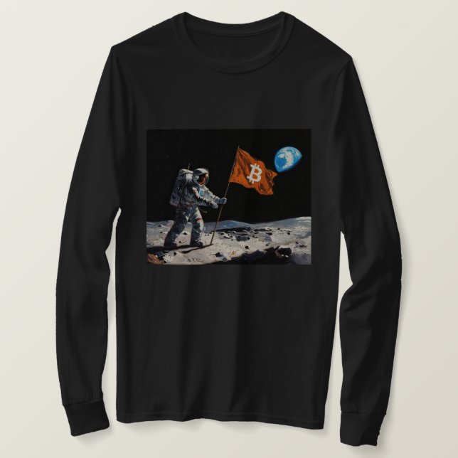 "Bitcoin Moon" Oljemålning #1 T Shirt (Design framsida)