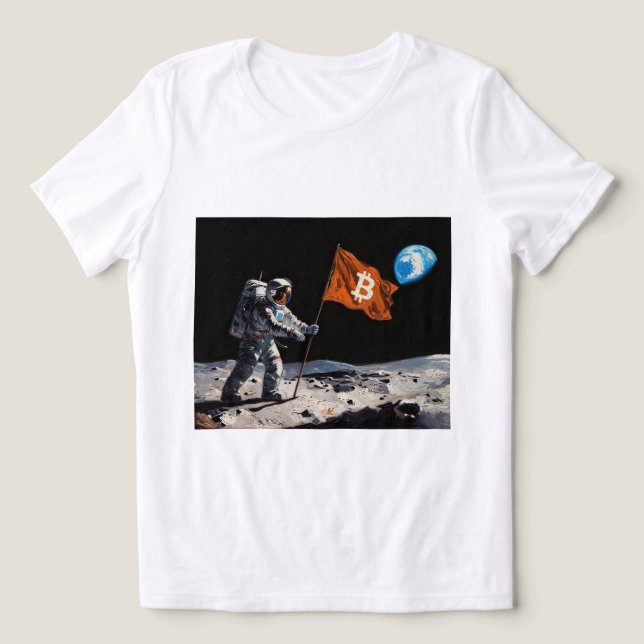 "Bitcoin Moon" Oljemålning #1 T Shirt (Design Framsida)