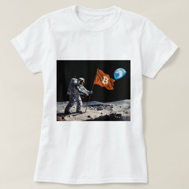 "Bitcoin Moon" Oljemålning #1 T Shirt (Design framsida)