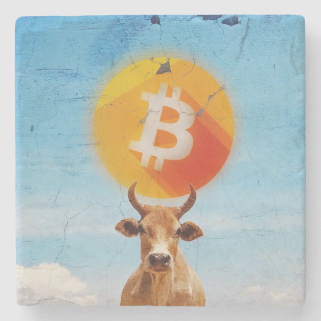 Bitcoin Motståndskraftig Tjurfight Stenunderlägg (Framsidan)