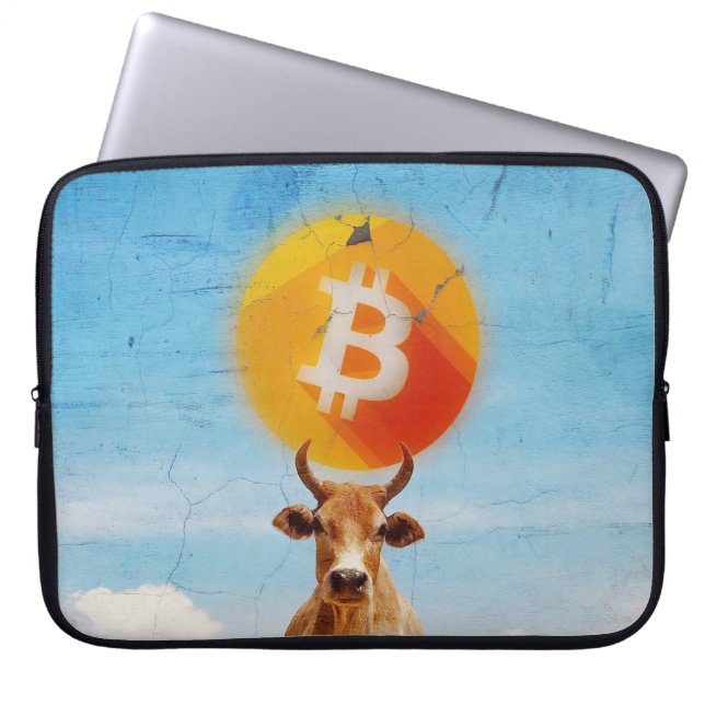 Bitcoin Motståndskraftig Tjurfighting Laptop Fodral (Framsidan)
