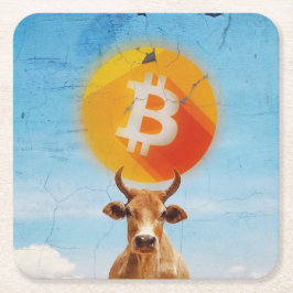 Bitcoin Motståndskraftig Tjurfighting Underlägg Papper Kvadrat