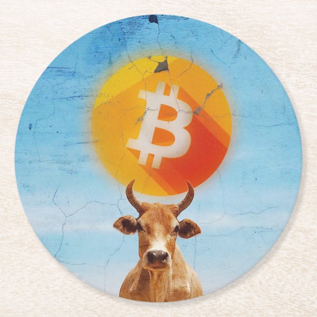Bitcoin Motståndskraftig Tjurfighting Underlägg Papper Rund (Framsidan)