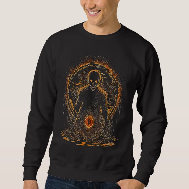Bitcoin Mynt Krypto Illustration Mörk Svart  1 Lång Ärmad Tröja (Framsida)
